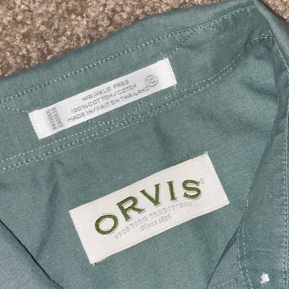 Orvis Men’s Button Up Long Sleeve Shirt Light Green Casual Size 10. - Picture 3 of 8